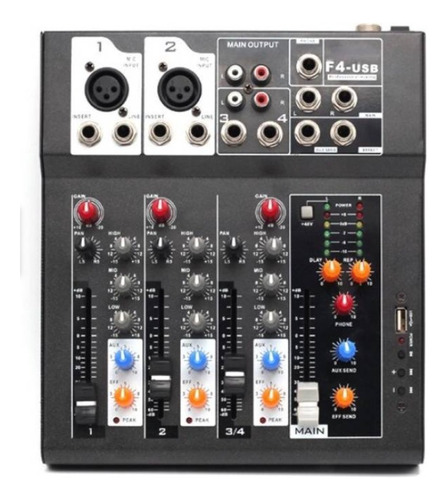 Consola Mezcladora Interfaz Mezclador F4 De 4 Vías Bluetooth