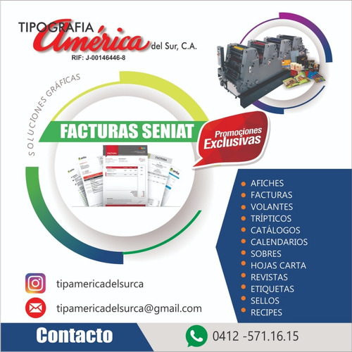 Imagen 1 de 5 de Facturas , Facturas Seniat , Facturero Talonario De 50(1/2) 