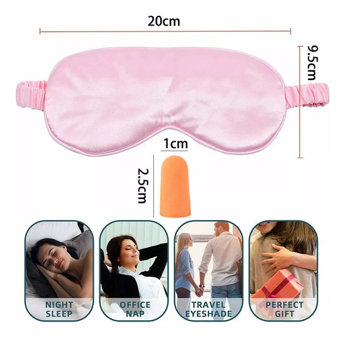 4 Antifaz Para Dormir De Seda Doble Faz Con Tapones Oidos