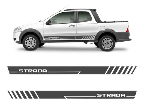 Faixa Lateral Fiat Strada 2013/2014 Adesivo Decorativo Sport Cor Grafite