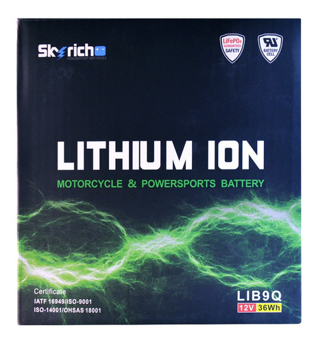 Imagen 3 de 9 de Bateria De Litio Skyrich P/ Moto Lib9q Libre Mantenimiento.