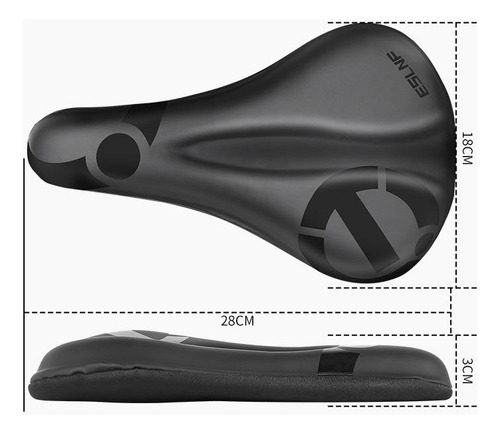 Sillin Asiento Bicicleta Cómodo Acolchado Mujer Hombre Negro