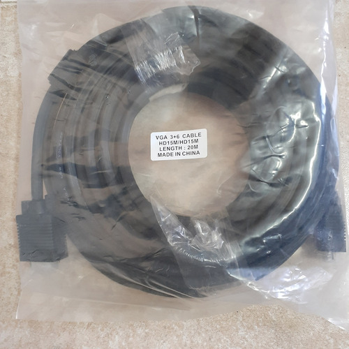 Imagen 2 de 3 de Cable Vga De 20 Mts Macho 15 Pin Doble Filtros
