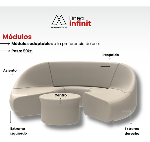 Juego Modular Mordan Design Combo 270°+centro Beige