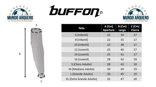 Imagen 2 de 4 de Coderas Con Manga Portero De Futbol - Buffon - Mundo Arquero