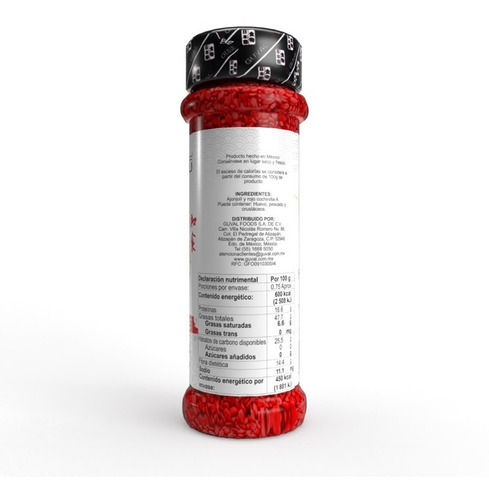 Imagen 5 de 8 de Ajonjolí Rainbow Color Rojo Sin Sabor Añadido 75g