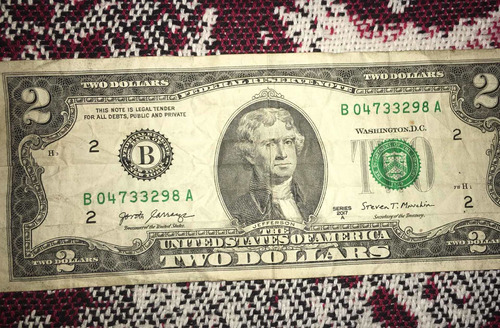 Billete De $2 Dólares Año 2013