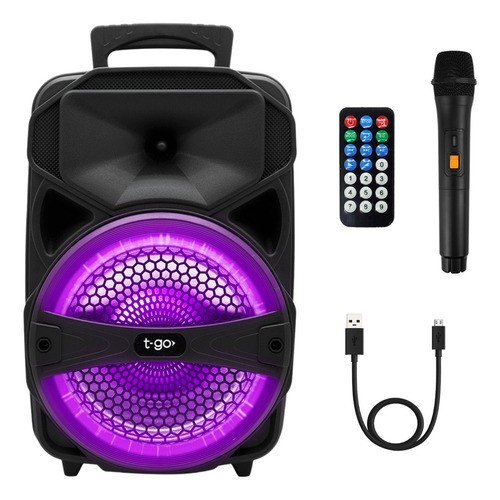 Parlante Portatil Bluetooth Microfono Luces Led Radio Fm Mp3