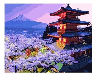 Pintura Digital Al Oleo Bajo El Monte Fuji Paint By 50x40 Cm