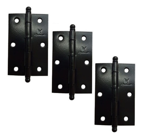 Kit 3 Dobradiças Leve Para Portas 5300 3.1/2 Aço Preto Fosco