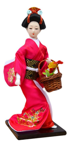 Decoração De Boneca Gueixa Rosa Vermelha Rosa Vermelha