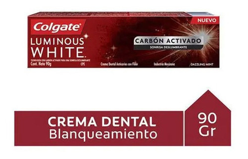 Colgate Pasta Dental Luminous White Carbon Activado X 90 Gr