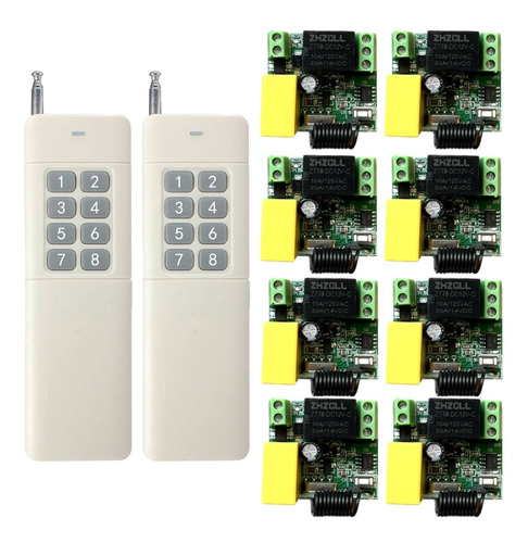 2 Controles Remotos 220v 8canales 300m 8receptores 1c 433mhz