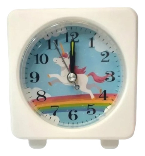Reloj Despertador Blanco Con Diseño De Unicornio Con Alarma.