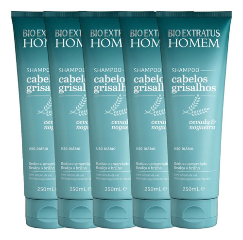 5 Shampoo Bio Extratus Homem Cabelos Grisalhos 250ml Sem Sal