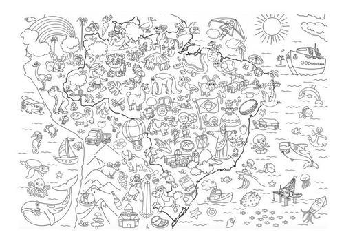 Imagem 9 de 10 de Livro Tapete Para Colorir Infantil 4 Unidades 98x68cm