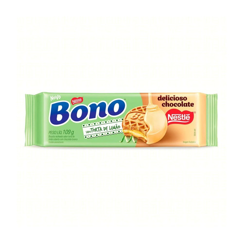 Biscoito Recheio Torta de Limão Cobertura Chocolate Branco Bono Pacote 109g