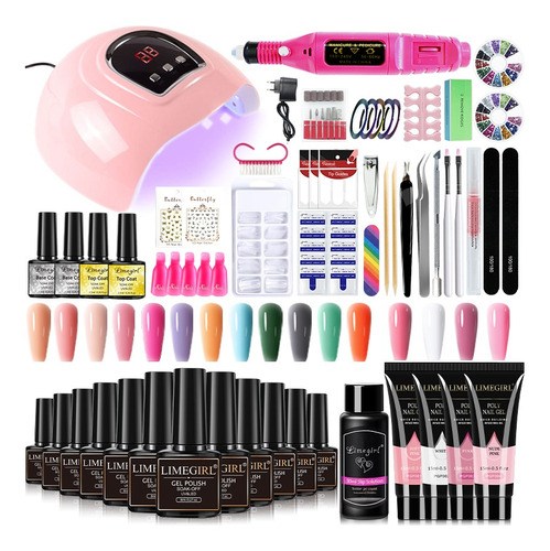 Polygel Kit Esmaltes Uñas+lamparas De Uñas+kit De Unas Gel