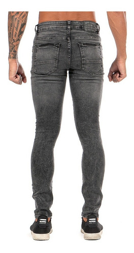 Imagen 4 de 9 de Jeans Mezclilla Stretch Snow Negro Demolición Skinny Hombre
