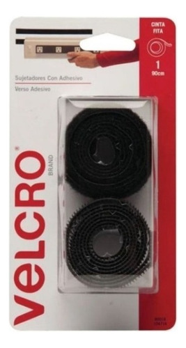 Cinta Velcro Sujeta Uso General 90x1.9cm Negro Adhesivo