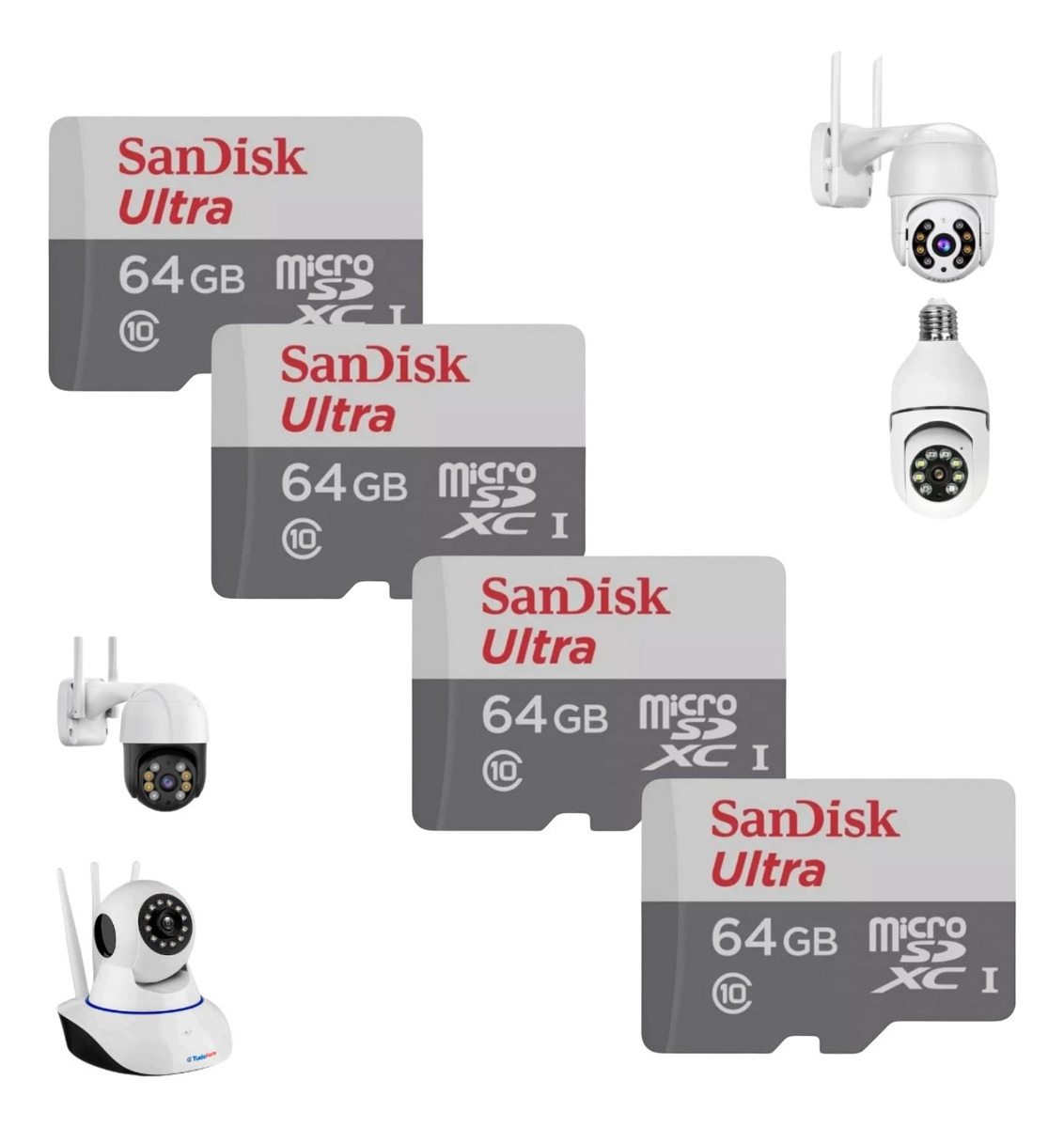 Kit 4 Cartão Memória Câmera D Segurança Sandisk Micro Sd