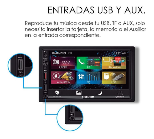Autoestereo Pantalla 7 Android Bt Usb 12 Rca - Steelpro