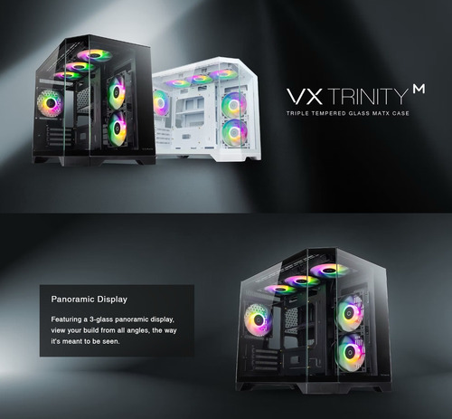 Gabinete Tecware Vx Trinity M-atx Triple Vidrio 6 Fans Argb! Negro
