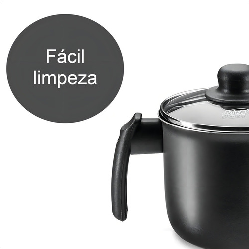Fervedor Caneca Antiaderente Alumínio Cozinha Com Tampa 1,7l Grafite