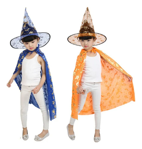 Disfraz Bruja Capa Y Sombrero Halloween Niñas