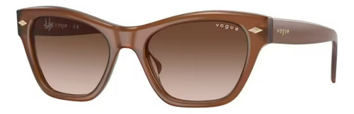 Gafas de sol, Vogue, Hailey Bieber, VO5445s 301013 51, color de la montura: marrón claro, lente, diseño degradado, bastón de gatito, color marrón claro