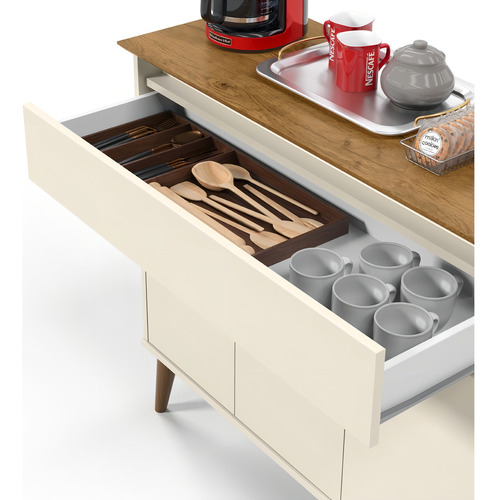 Aparador Buffet Multiuso Zeus Retro blanco roto/Freijó Cor blanco/Freijó