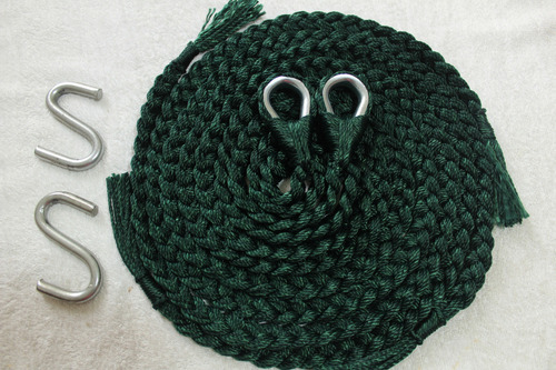 Soga Cuerda Para Hamaca Incluye Par De S Metalica Negra Color Verde Militar Color