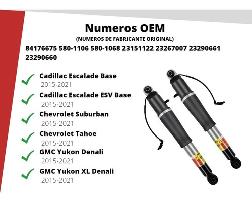 Imagen 2 de 4 de Amortiguadores Traseros Cadillac Escalade 2015-2021 Gm