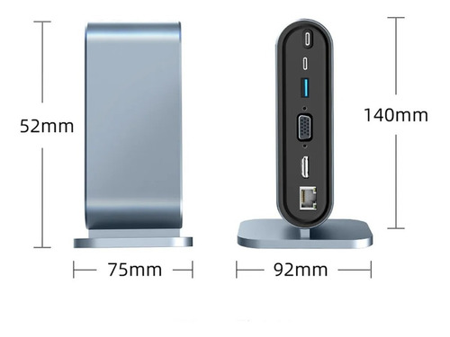 Imagen 3 de 10 de 12 En 1 Hub Usb C Hdmi 4k Vga Sd Rj45 Jack 3.5 Para Mac iPad