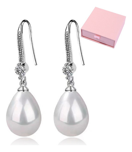 Aretes Perla Para Mujer Elegantes Pendientes Colgantes
