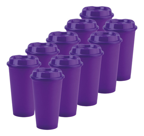 110 Vasos Reusables Para Cafe Tipo Star 16oz Bebida Caliente Morado