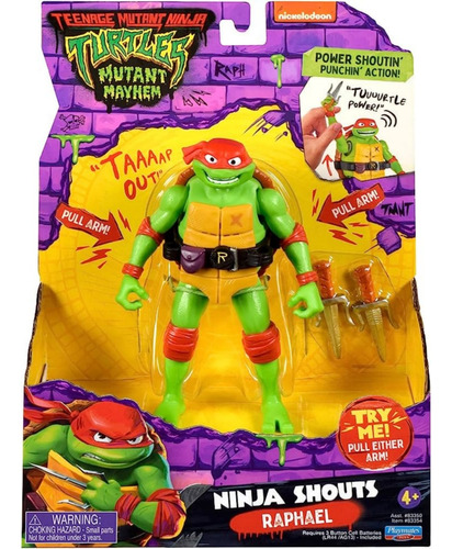 Mutant Mayhem Raphael Ninja Shouts Sonidos 14cm 