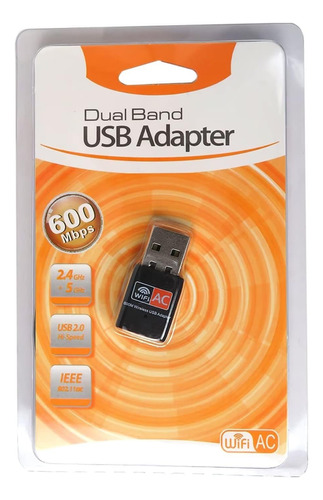 Adaptador De Wifi Usb De 600 Mbps Ac Banda Dual 2.4g/5.g