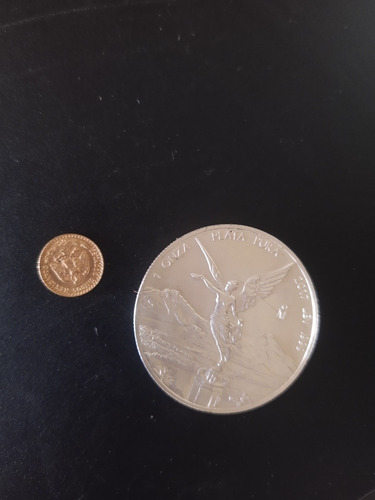 Imagen 4 de 6 de Moneda De Oro $2 Pesos Y Onza De Plata Pura De Regalo