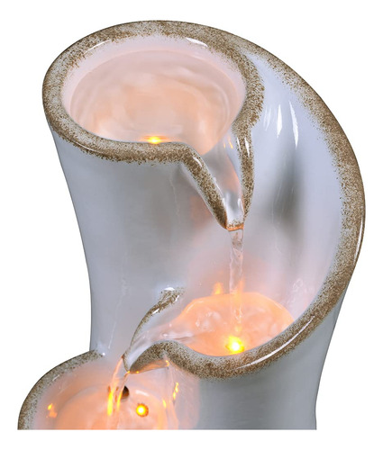 Fuente De Agua Interior Cerámica Relajante Con Led Y 25 Cm D