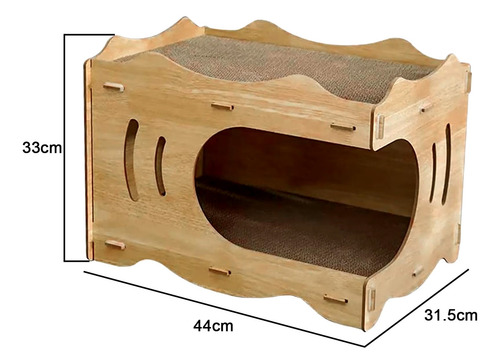 Cama Casa De Madera Para Gatos Con Rascador Interno