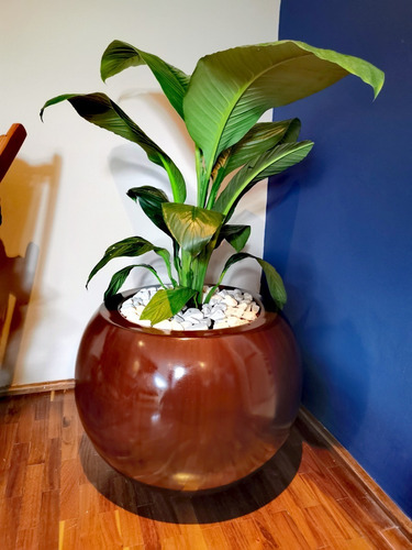 Maceta Decorativa Burbuja Grande De Fibra De Vidrio Madera