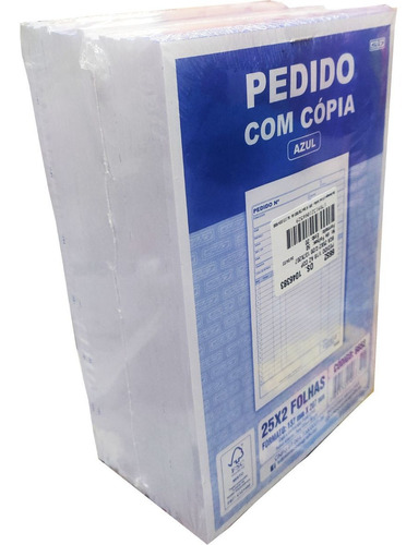 Bloco Pedido Impresso Cópia Azul 25x2 Pct C/ 20 São Domingos