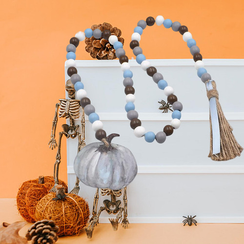 Guirnalda De Cuentas De Madera De Halloween, Colgante De
