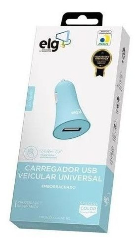 Imagem 2 de 2 de Carregador Veicular ELG 1a Azul Certificado Anatel Cc1sarlbe
