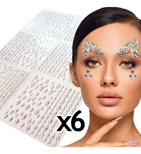 Strass Gemas Autoadhesivas Pack X6 Para Rostro Y Cuerpo