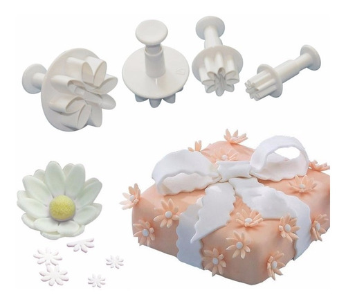 Cortantes Expulsor Flores Fondant Porcelana Fría Pasta Goma 