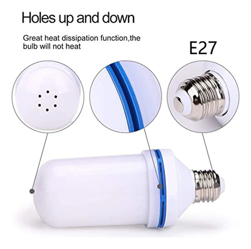 E27 Lámpara Led Con Efecto De Llama Bombilla De Maíz 5w Luz