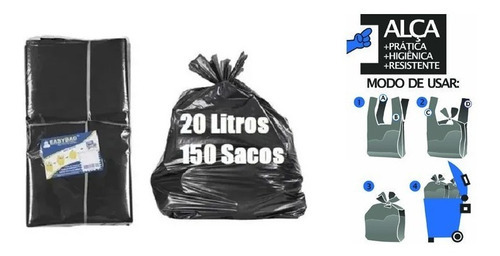 Saco De Lixo 20 40 60 100 200litros Com Alça Extra Reforçado Cor 20 Litros