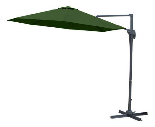 Sombrilla Parasol Jardin Grande Lateral Aluminio C/ Base 3 M Color Verde